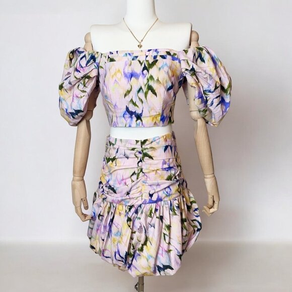 NWT Elliatt Remy Linen Off Shoulder Top and Mini Skirt Set - Picture 4 of 12